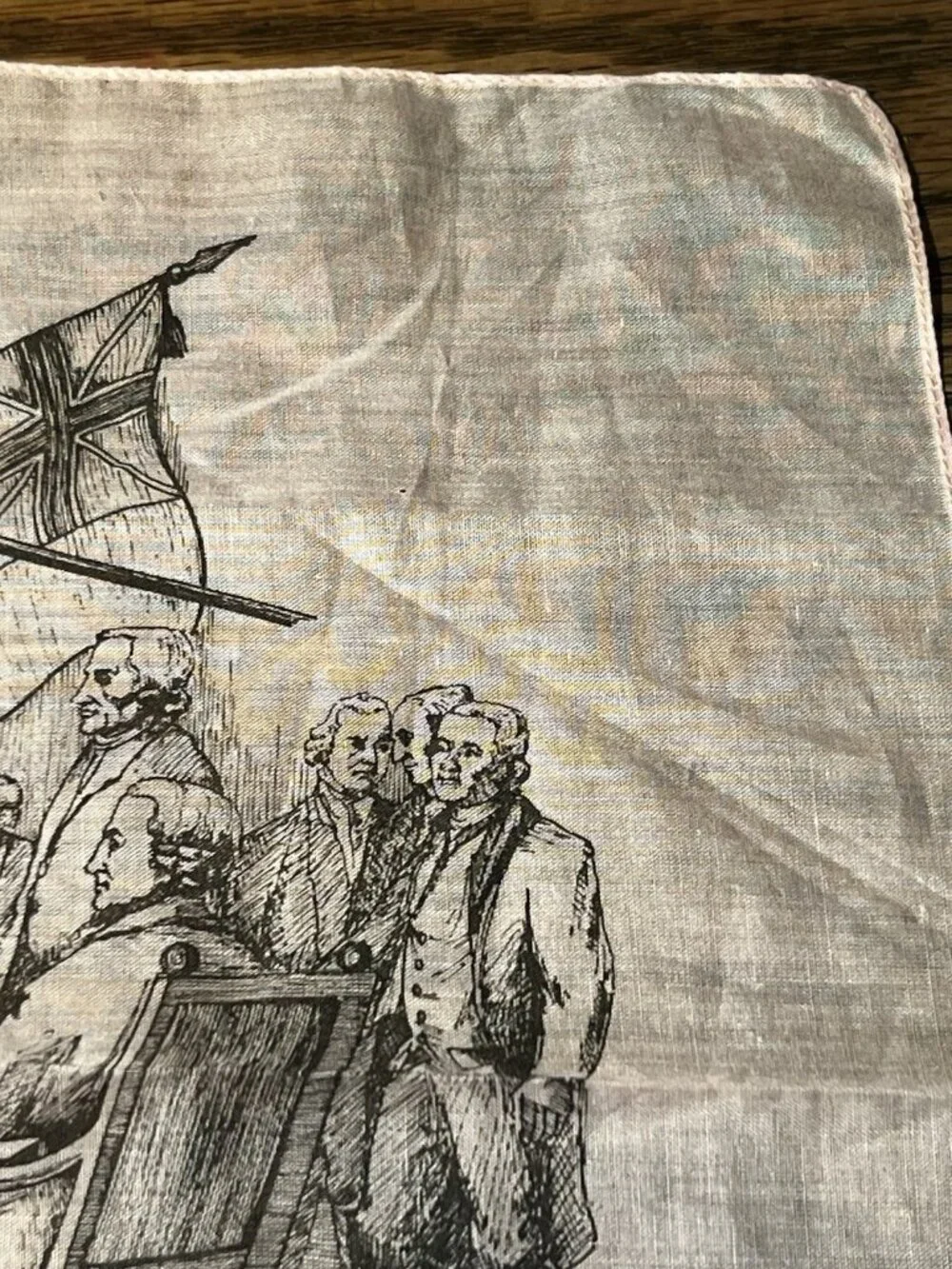 1940 Souvenir Handkerchief Americana The Declaration Of Independence W/ Sticker